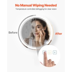 Seinään asennettava pyöreä LED-kylpyhuonepeili 60 cm portaattomasti himmennettävä 3 värilämpötilaa huurteenesto