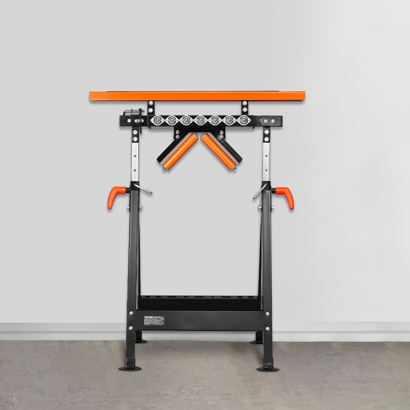 Teräsrullateline nelitoimoinen säädettävä taittuva korkeus 84–127 cm 200 kg sahatuki pöytäsahoille