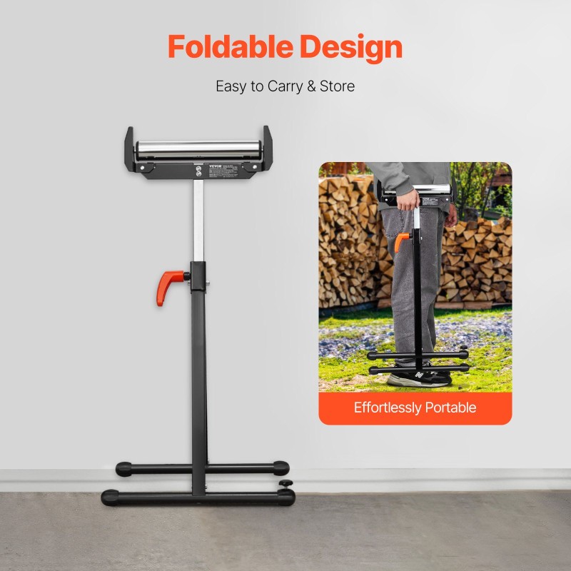 Taittuva rullateline teräs 113 kg kantavuus 69–109 cm korkeussäädettävä