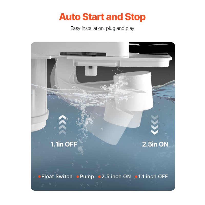 Kondenssivesipumppu muovirakenne automaattinen kellukko 0,5 gal säiliö ilmastointilaitteille