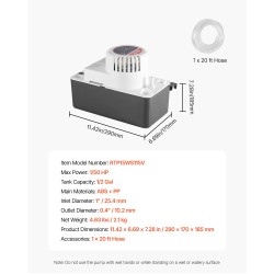 Kondenssivesipumppu muovirakenne automaattinen kellukko 0,5 gal säiliö ilmastointilaitteille