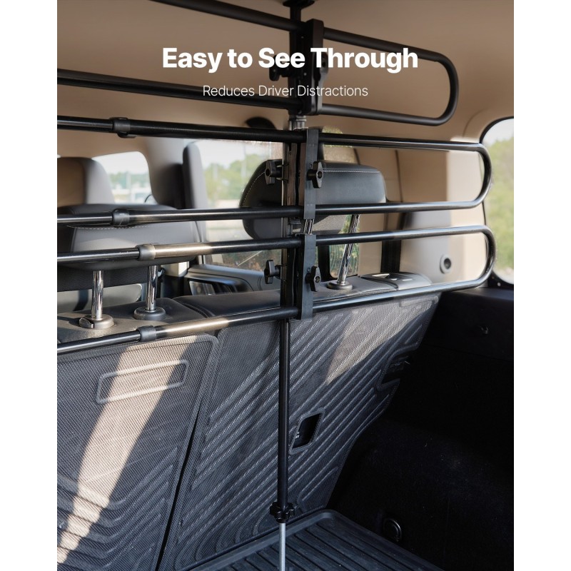 Koiraverkko autoon säädettävä teräsrunko musta yleismallinen tavaratilaan