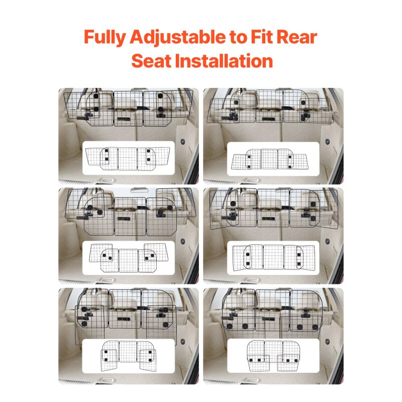 Koiraverkko autoon teräsrunko säädettävä leveys jopa 1565 millimetriä poraamaton asennus