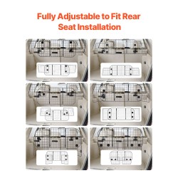 Koiran autoverkko teräsrunko säädettävä enintään 1524 mm poraamaton kiinnitys niskatukiin