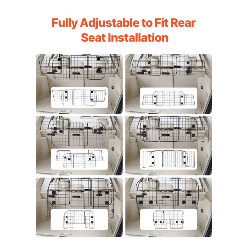 Koiran autoverkko teräsrunko säädettävä enintään 1524 mm poraamaton kiinnitys niskatukiin