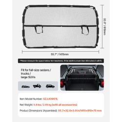 Auton koiraverkko teräsrunko paksu polyesterikangas 1415×810 mm