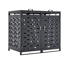 Metallinen jäteastiasuoja sinkitystä teräksestä kahdelle 240 litran astialle tummanharmaa lukittava kansi