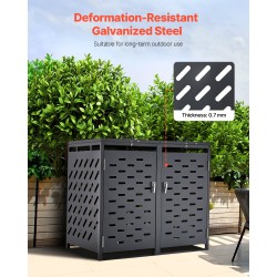 Metallinen jäteastiasuoja sinkitystä teräksestä kahdelle 240 litran astialle tummanharmaa lukittava kansi