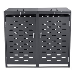 Metallinen jäteastiasuoja sinkitystä teräksestä kahdelle 240 litran astialle tummanharmaa lukittava kansi