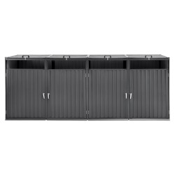 Metallinen jäteastiasuoja neljälle 240 l jäteastialle sinkitty teräs lukittavat ovet