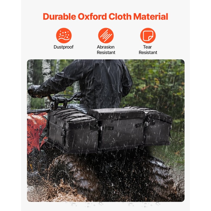 Mönkijän takasäilytyslaukku 50 l 600D Oxford-kangas musta pehmustettu istuintyyny