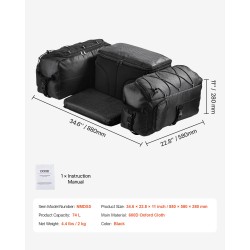 ATV-takatelineen säilytyslaukku 74 l 600D Oxford kangas musta