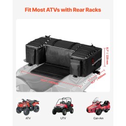 Takalaukku 60-litrainen mönkijään selkänojalla 600D oxford-kankaasta musta