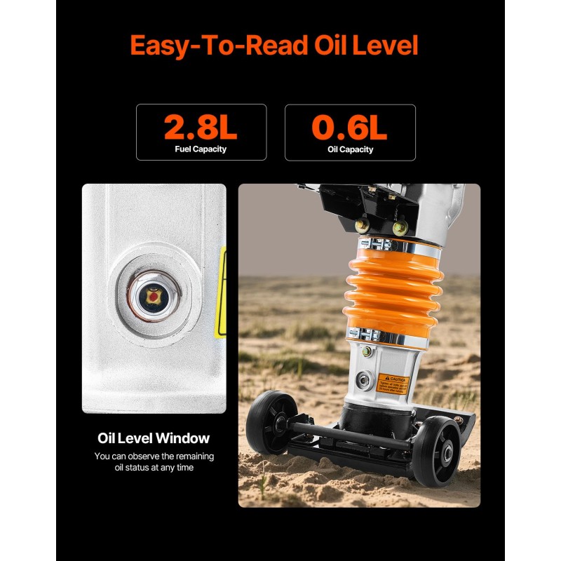 Maantiivistäjä bensiinikäyttöinen 6,5 hv 26 tuuman tiivistyssyvyys