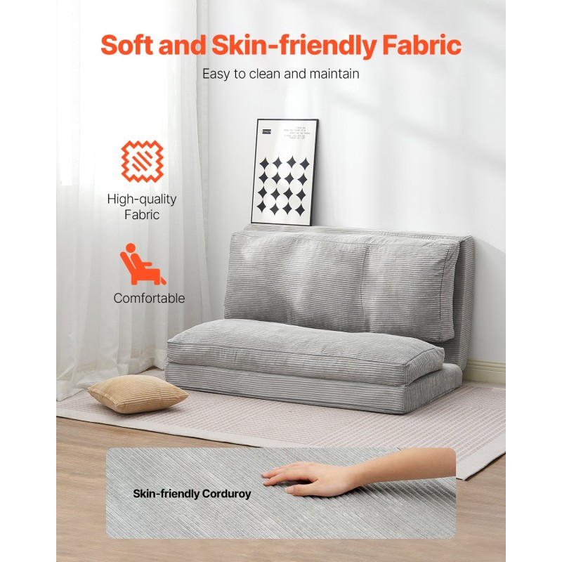 Taitettava sohvasänky 25D-vaahtomuovi samettiverhoilu irrotettava pestävä päällinen 200 kg kantavuus