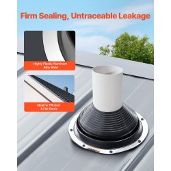 Kattoläpivientitiivisteet 2 kappaleen putkille 150–280 mm säänkestävä kumiosa joustava alumiinipohja