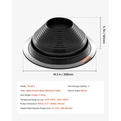 Kattoläpivientitiivisteet 2 kappaleen putkille 150–280 mm säänkestävä kumiosa joustava alumiinipohja