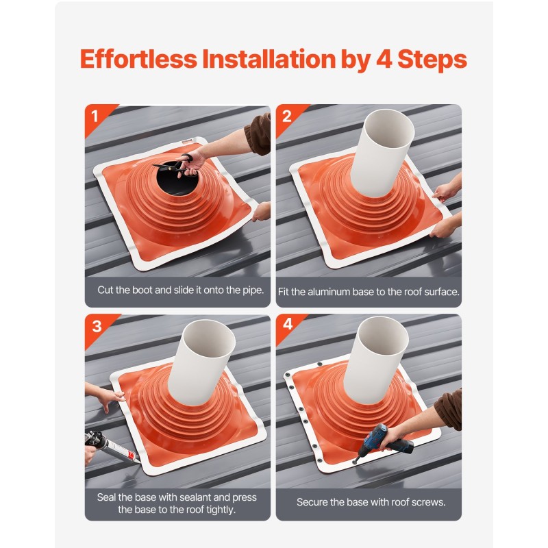 Kattoläpivientikumi silikonikartiolla alumiinipohjalla 0,6 mm 254–457 mm 1 kpl