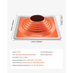 Kattoläpivientikumi silikonikartiolla alumiinipohjalla 0,6 mm 254–457 mm 1 kpl
