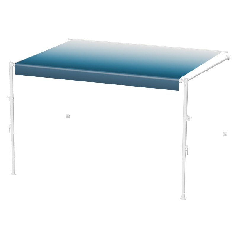 Matkailuauton käsikäyttöinen markiisi 18 jalkaa alumiiniseosrunko liukuvärjätty sininen