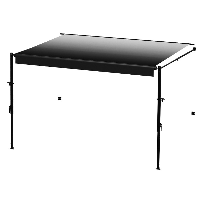 Matkailuautoille ja perävaunuille 18-jalkainen sisäänvedettävä manuaalinen markiisi alumiiniseosrunko liukuva musta kangas