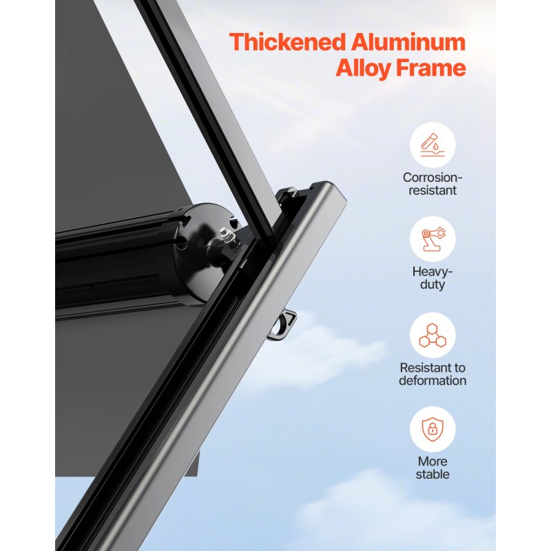 Käsikäyttöinen matkailuajoneuvon markiisi 20' pituinen alumiiniseosrunko musta kangas