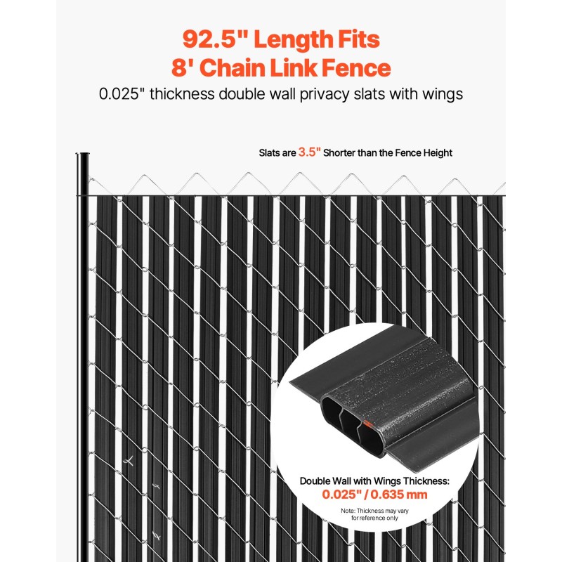 Ketjuaidan kaksiseinäiset mustat HDPE-muoviset suojalistat 2350 mm 82 kpl