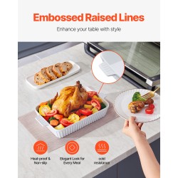 Keraaminen suorakulmainen uunivuoka 3,5 l kaksikahvainen valkoinen kiiltävä lasitus