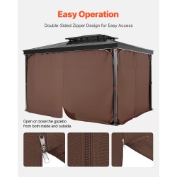 Paviljonkiverhot vedenpitävä polyesterikangas 4 paneelia kahvinruskea