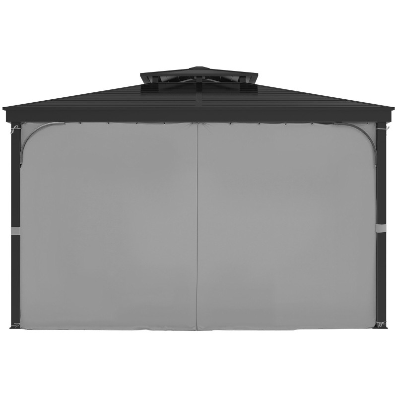 Paviljongin sivuverhot 100 % polyesteri 160gsm 283x340x203 cm harmaa 4 paneelia ulkokäyttöön