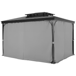 Paviljongin sivuverhot 100 % polyesteri 160gsm 283x340x203 cm harmaa 4 paneelia ulkokäyttöön