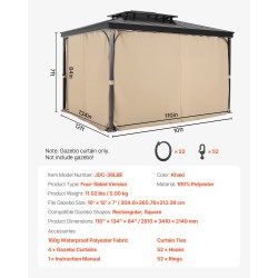 Paviljonkiverhosarja 100-prosenttinen polyesteri 160gsm vesitiivis neliosainen khaki 10x12x7