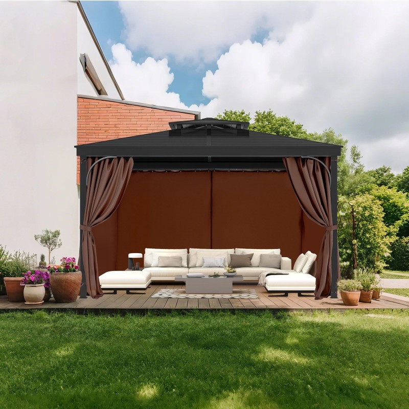 Paviljongin sivuverhosarja 100 % polyesteri 160 gsm vedenpitävä neliosainen 281×341×214 cm