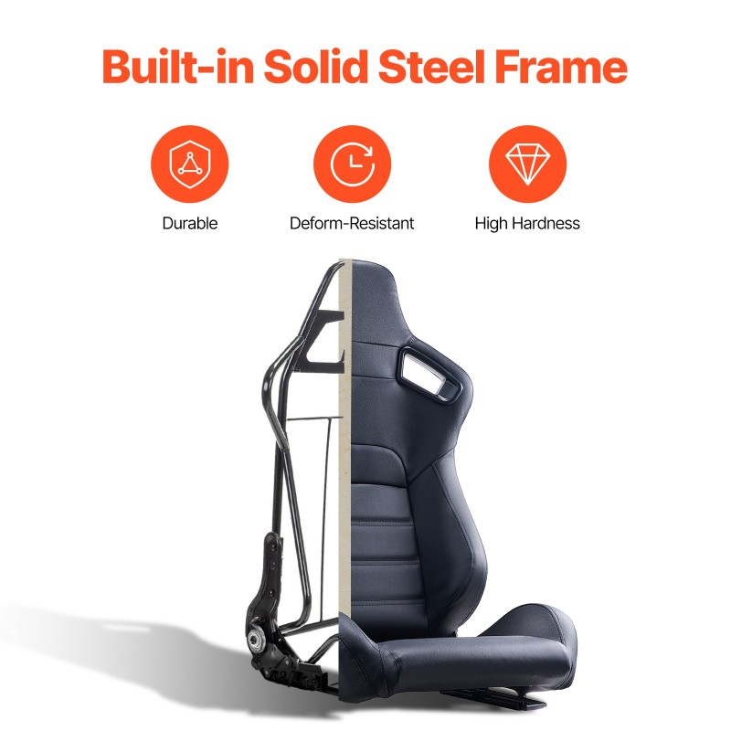 Kilpaistuimet PVC-nahkaverhoilulla 2 kpl etuistuimeksi säädettävällä selkänojalla