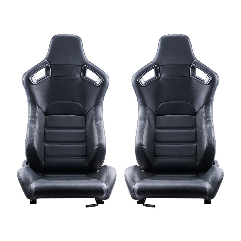 Kilpaistuimet PVC-nahkaverhoilulla 2 kpl etuistuimeksi säädettävällä selkänojalla