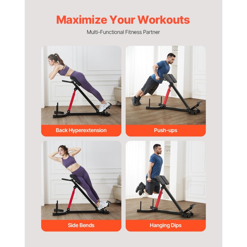 Roomalainen selkäpenkki säädettävä hiiliteräksinen taitettava 158 kg kuormankesto musta punainen kuljetuspyörillä