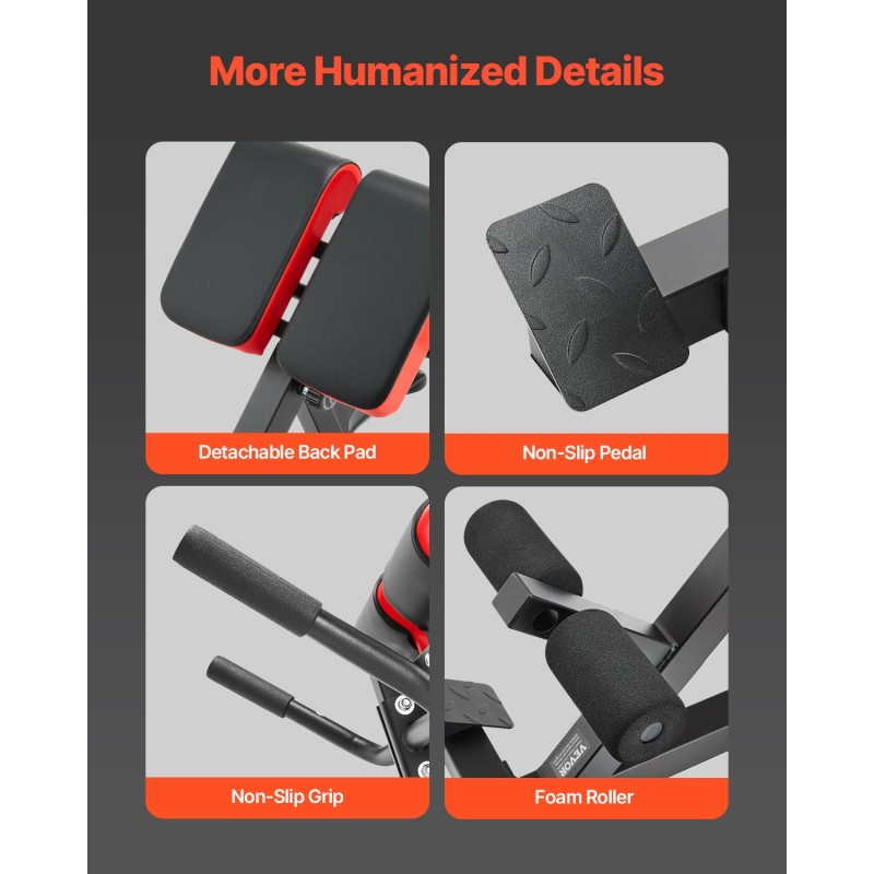 Säädettävä roomalainen selkäpenkki hiiliteräs 136 kg kantavuus kotikäyttöön