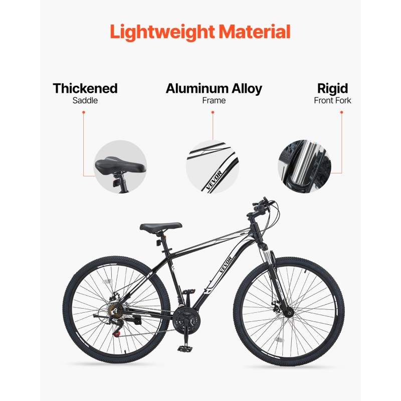 Maastopyörä alumiiniseosrunko 29 tuuman renkailla 21 vaihdetta etujousitus kaksoislevyjarrut