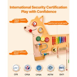 MDF-aktiviteettiseinä 3–12 vuotta 12 toimintoa 1550x680 mm pentuaiheinen