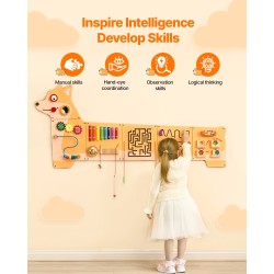 MDF-aktiviteettiseinä 3–12 vuotta 12 toimintoa 1550x680 mm pentuaiheinen