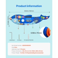 Seinälle kiinnitettävä puuhapaneeli 12 aktiviteettia 3–12-vuotiaille