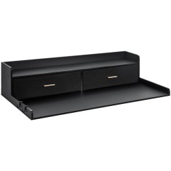 Työtaso pesukoneen päälle P2 lastulevy 15 mm 137x70 cm musta kaksi vetolaatikkoa