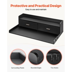 Työtaso pesukoneen päälle P2-lastulevy 15 mm 137x70 cm musta kaksi vetolaatikkoa