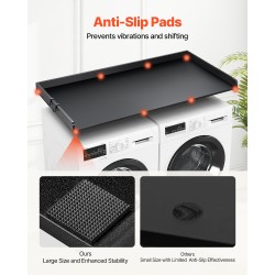 Työtaso pesukoneen ja kuivausrummun päälle 15 mm P2-lastulevy musta 1370x700 mm