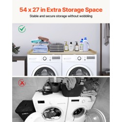 Työtaso pesukoneen ja kuivausrummun päälle 1370x700mm 15mm P2-lastulevy tammi