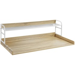 Pesukoneen ja kuivausrummun päälle asennettava tammitaso 1370 x 700 mm kahdella hyllyllä