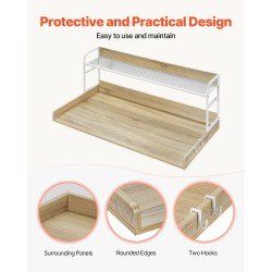 Pesukoneen ja kuivausrummun päälle asennettava tammitaso 1370 x 700 mm kahdella hyllyllä