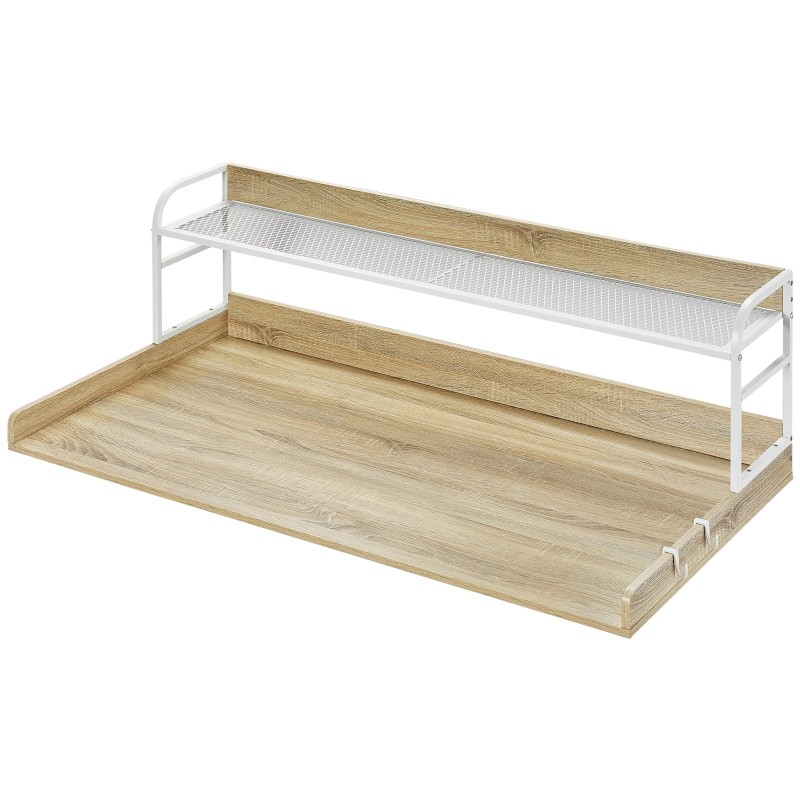 Pesukoneen ja kuivausrummun päälle asennettava tammitaso 1370 x 700 mm kahdella hyllyllä