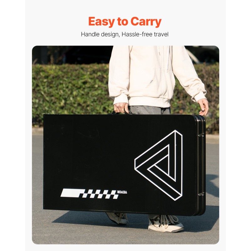 Taitettava 240 cm olutpongin pöytä MDF-melamiinipintainen sisältää 6 pingispalloa kantavuus 30 kg