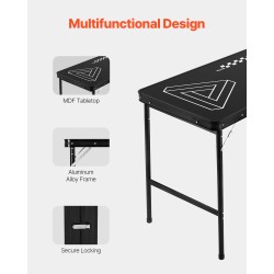 Taitettava 240 cm olutpongin pöytä MDF-melamiinipintainen sisältää 6 pingispalloa kantavuus 30 kg